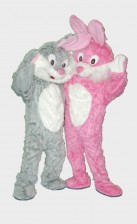 The Twins Bunny mascots for rental